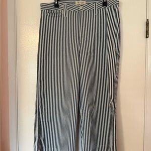 Madewell Navy and Cream Striped Pants